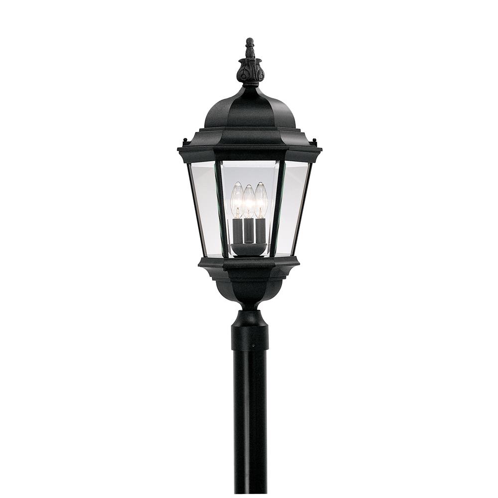 Designers Fountain 2956-BK 13 inches Cast Post Lantern in Black (Clear Glass)